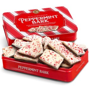 a gift inside handmade layered dark and white chocolate peppermint bark