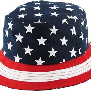 KBM-021 NAV Flag Patriotic Stars and Stripes Floral Galaxy Leaf Aztec Tropical Print Bucket Hat Summer Boonie Cap