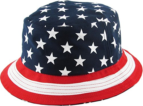 KBM-021 NAV Flag Patriotic Stars and Stripes Floral Galaxy Leaf Aztec Tropical Print Bucket Hat Summer Boonie Cap