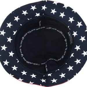 KBM-021 NAV Flag Patriotic Stars and Stripes Floral Galaxy Leaf Aztec Tropical Print Bucket Hat Summer Boonie Cap