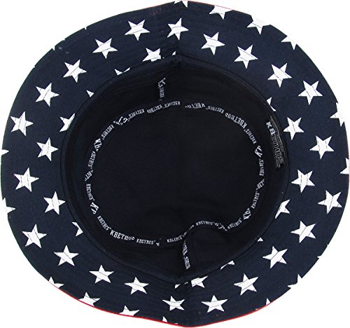 KBM-021 NAV Flag Patriotic Stars and Stripes Floral Galaxy Leaf Aztec Tropical Print Bucket Hat Summer Boonie Cap