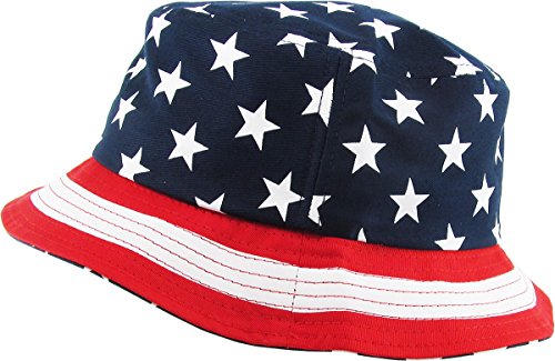 KBM-021 NAV Flag Patriotic Stars and Stripes Floral Galaxy Leaf Aztec Tropical Print Bucket Hat Summer Boonie Cap