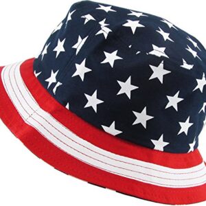 KBM-021 NAV Flag Patriotic Stars and Stripes Floral Galaxy Leaf Aztec Tropical Print Bucket Hat Summer Boonie Cap