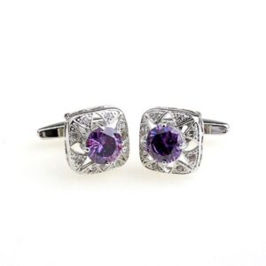 MRCUFF Purple Crystal Pair Cufflinks in a Presentation Gift Box & Polishing Cloth