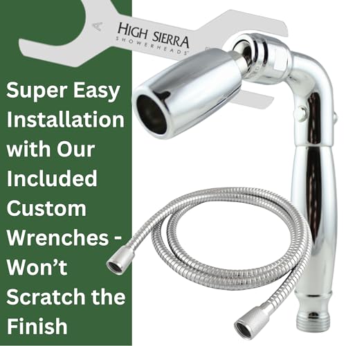 High Sierra Showerheads® - Solid Metal Handheld Shower Head with Trickle Valve and 72-Inch Metal Hose with Silicone Inner Tube. Low Flow 1.5 GPM - Chrome Finish