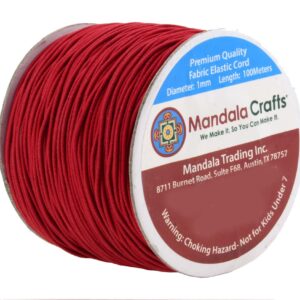 Mandala Crafts 1mm Red Elastic Cord for Bracelets Necklaces - 109 Yds Red Elastic String Stretchy Cord for Jewelry Making Beading - Stretch String for Sewing Crafting