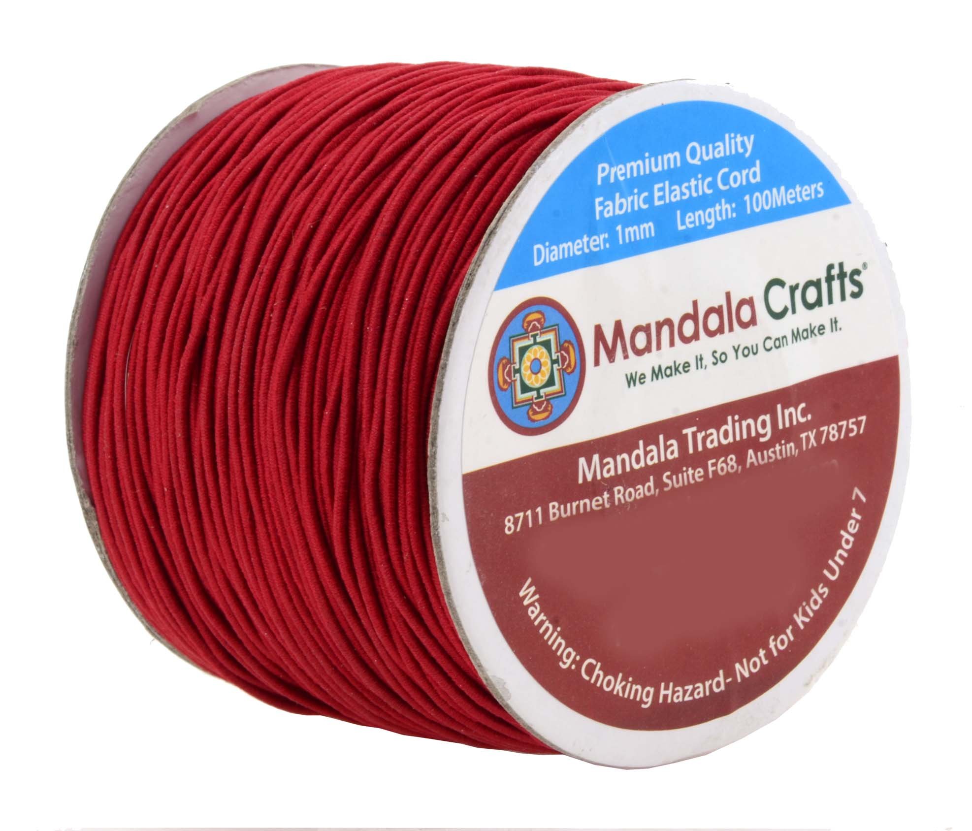 Mandala Crafts 1mm Red Elastic Cord for Bracelets Necklaces - 109 Yds Red Elastic String Stretchy Cord for Jewelry Making Beading - Stretch String for Sewing Crafting