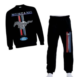 Lucky Ride Mustang Logo Ford Symbol Sweatshirt Sweatpants Motor Classic Cars Racing Set Black, Small