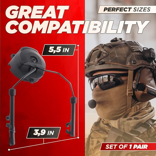 Peltor Comtac I & II Peltor Arc Rail Adapter - Arc Rail Headset Adapter Shooting Ear Protection Peltor Helmet Adapter Tactical Helmet Headset Adapter - Peltor Helmet Mount Airsoft Helmet Attachments