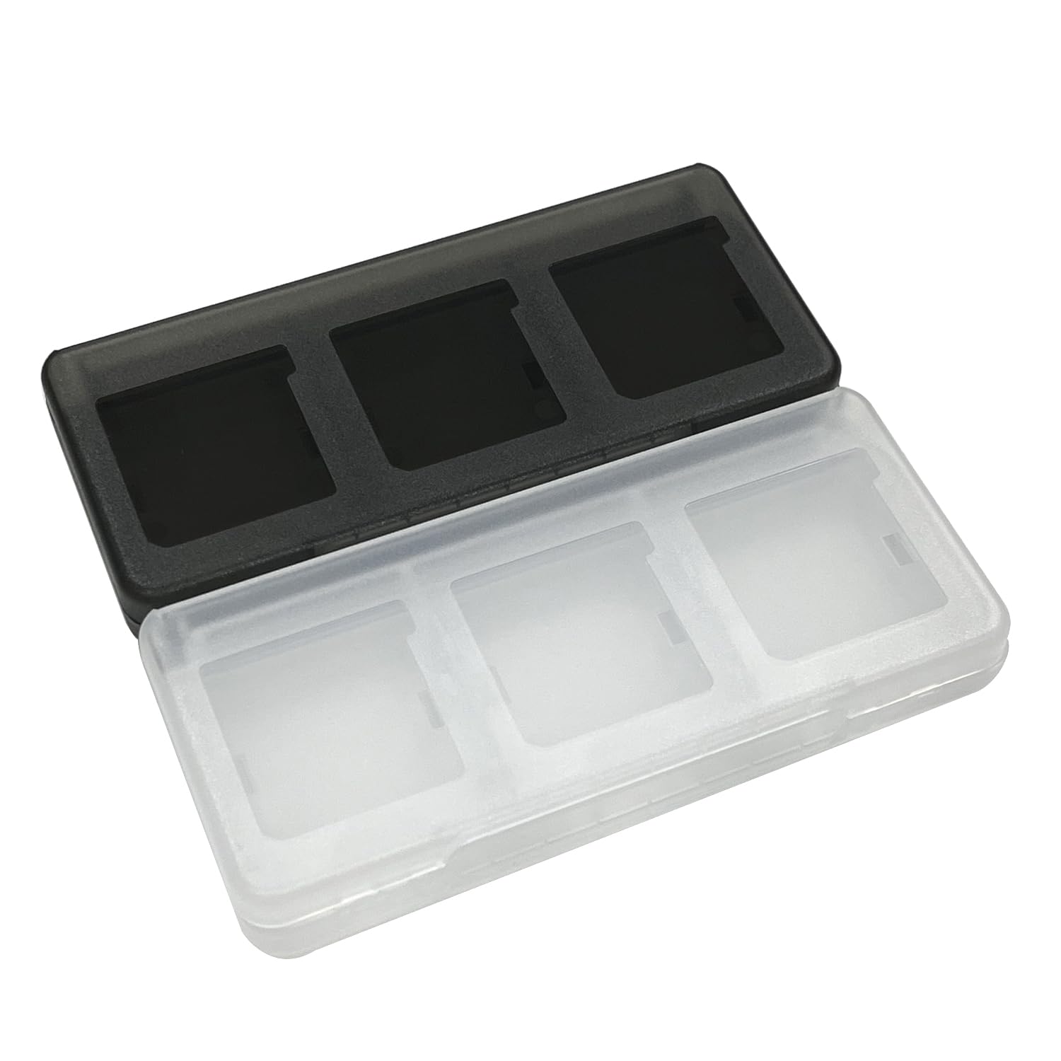 Haobase 2Pcs 6-in-1 Clear & Black Game Card Case for Nintendo New 3DSLL/ 3DSXL