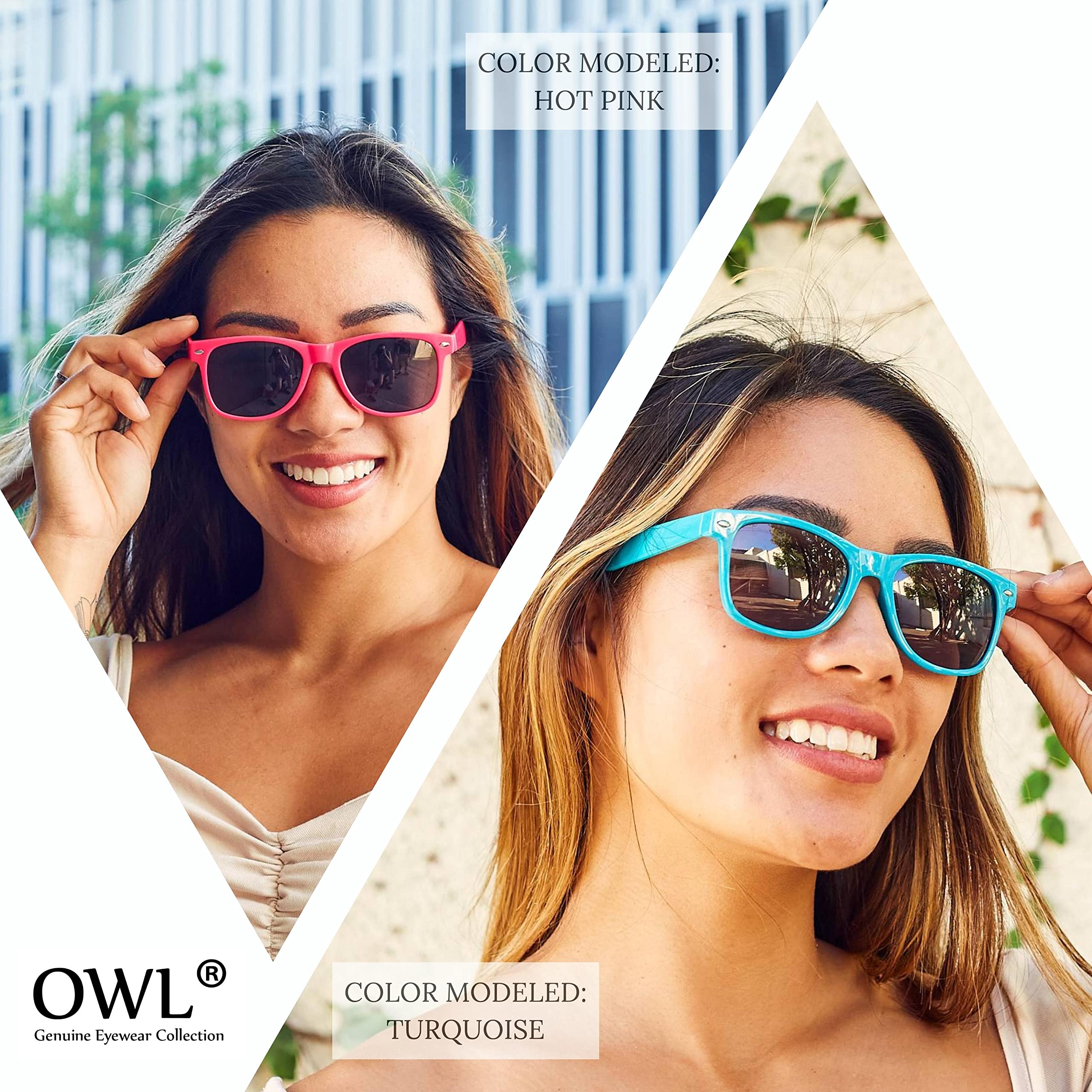 OWL Unisex Retro Style Classic Vintage Sunglasses with Smoke Lens Pink Frame