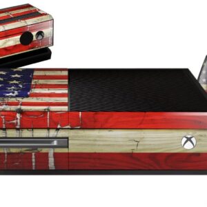 Painted Faded and Cracked USA American Flag - Holiday Bundle WraptorSkinz Decal Style Vinyl Skin Wrap compatible with XBOX One Original Console, Kinect and 2 Controllers (GAMING SYSTEM NOT INCLUDED)