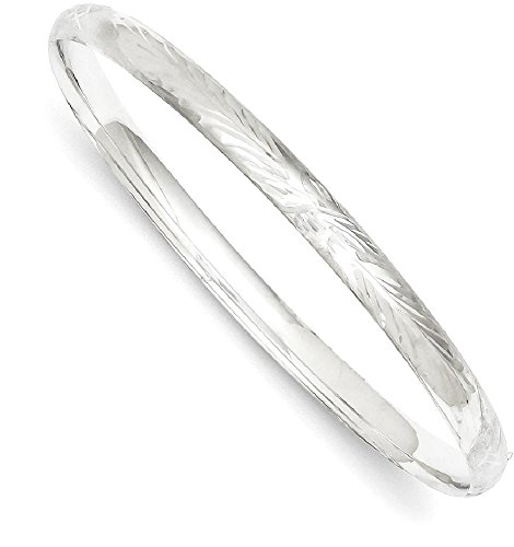 IceCarats 14K 4.75mm White Gold Florentine Hinged Bangle Bracelet