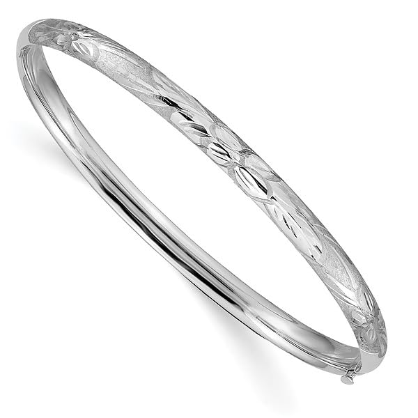 IceCarats 14K 4.75mm White Gold Florentine Hinged Bangle Bracelet