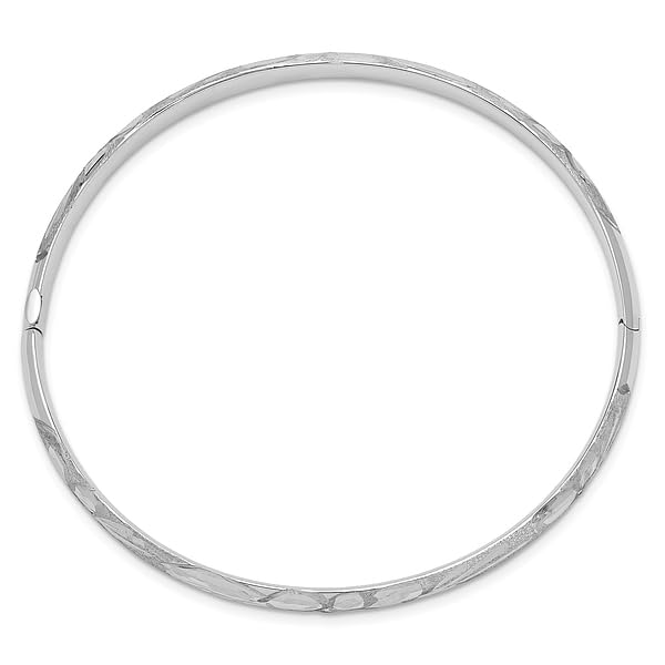 IceCarats 14K 4.75mm White Gold Florentine Hinged Bangle Bracelet