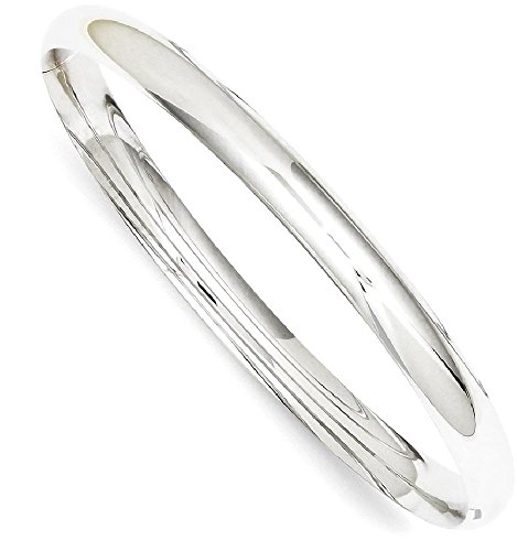 IceCarats 14K White Gold 6mm Hinged Bangle Bracelet