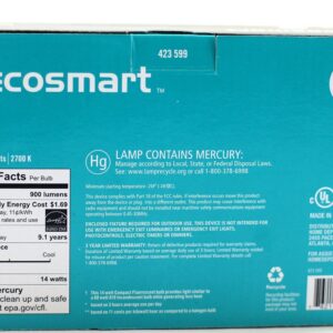 EcoSmart 60w CFL Soft White Lightbulb-(2 Pack=8 bulbs)