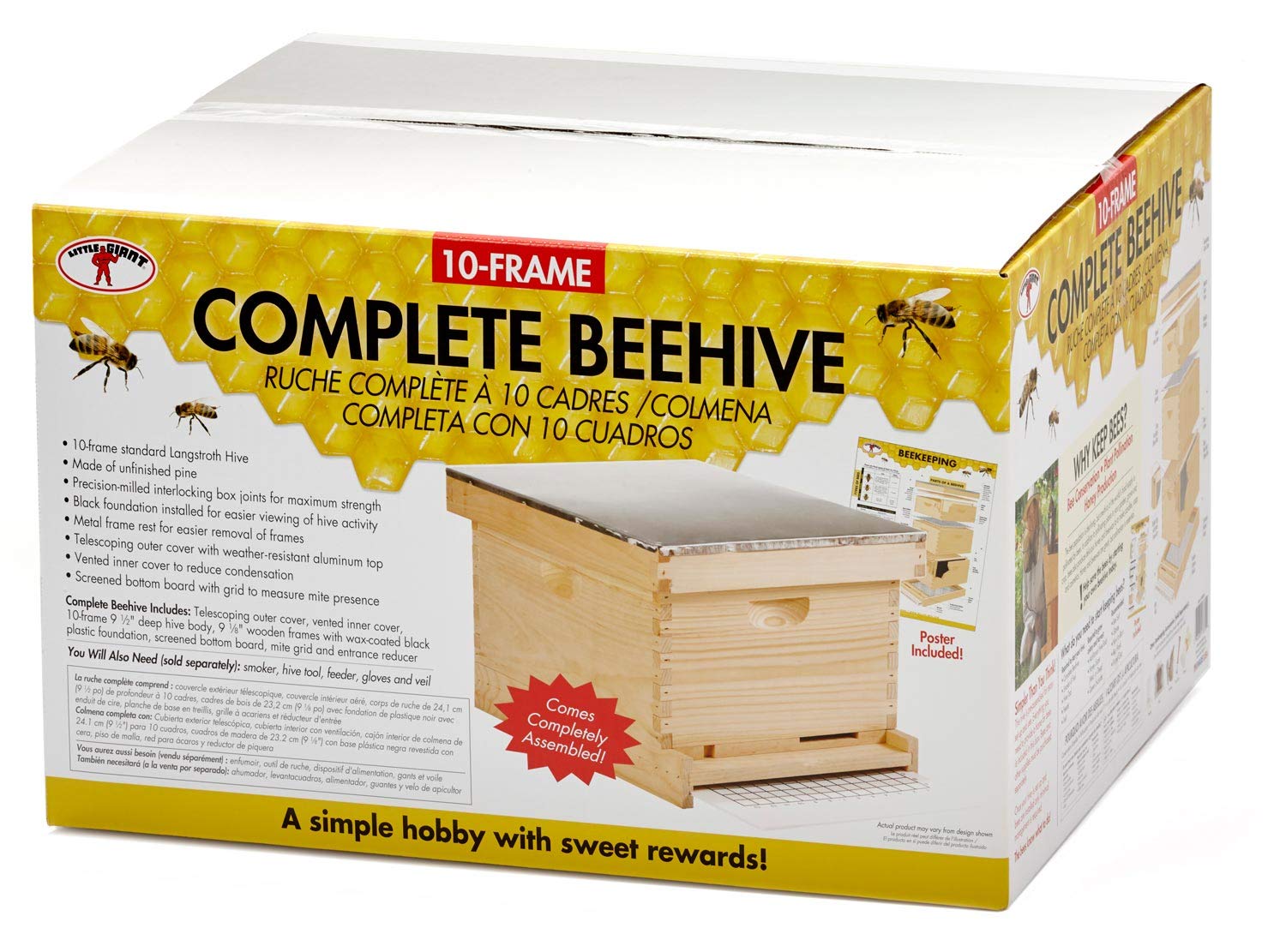 Little Giant® 10 Frame Complete Hive | Beekeeping Hive | Bee Hive Kit | 10 Frame Beehive | Beekeeping Supplies | Made in USA