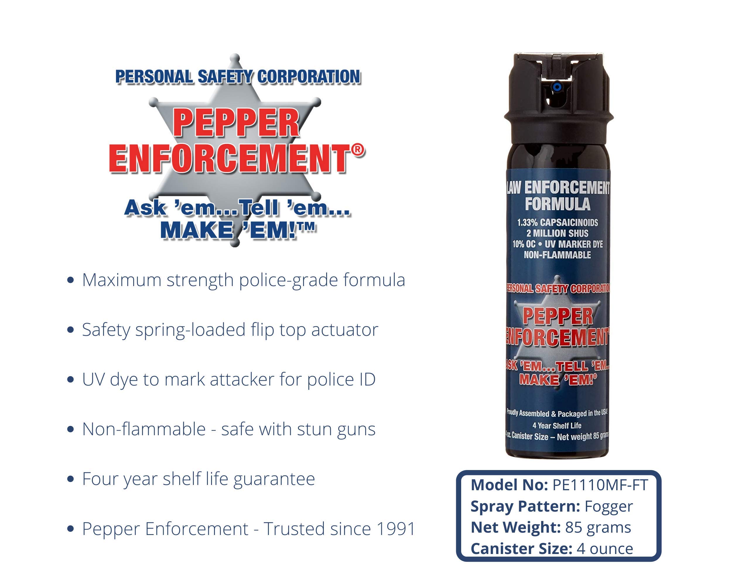 Pepper Enforcement PE1110MF-FT Fogger Pepper Spray 2 Pack - 10% OC Maximum Strength Formula - Emergency Self Defense Personal Protection & Safety (2)