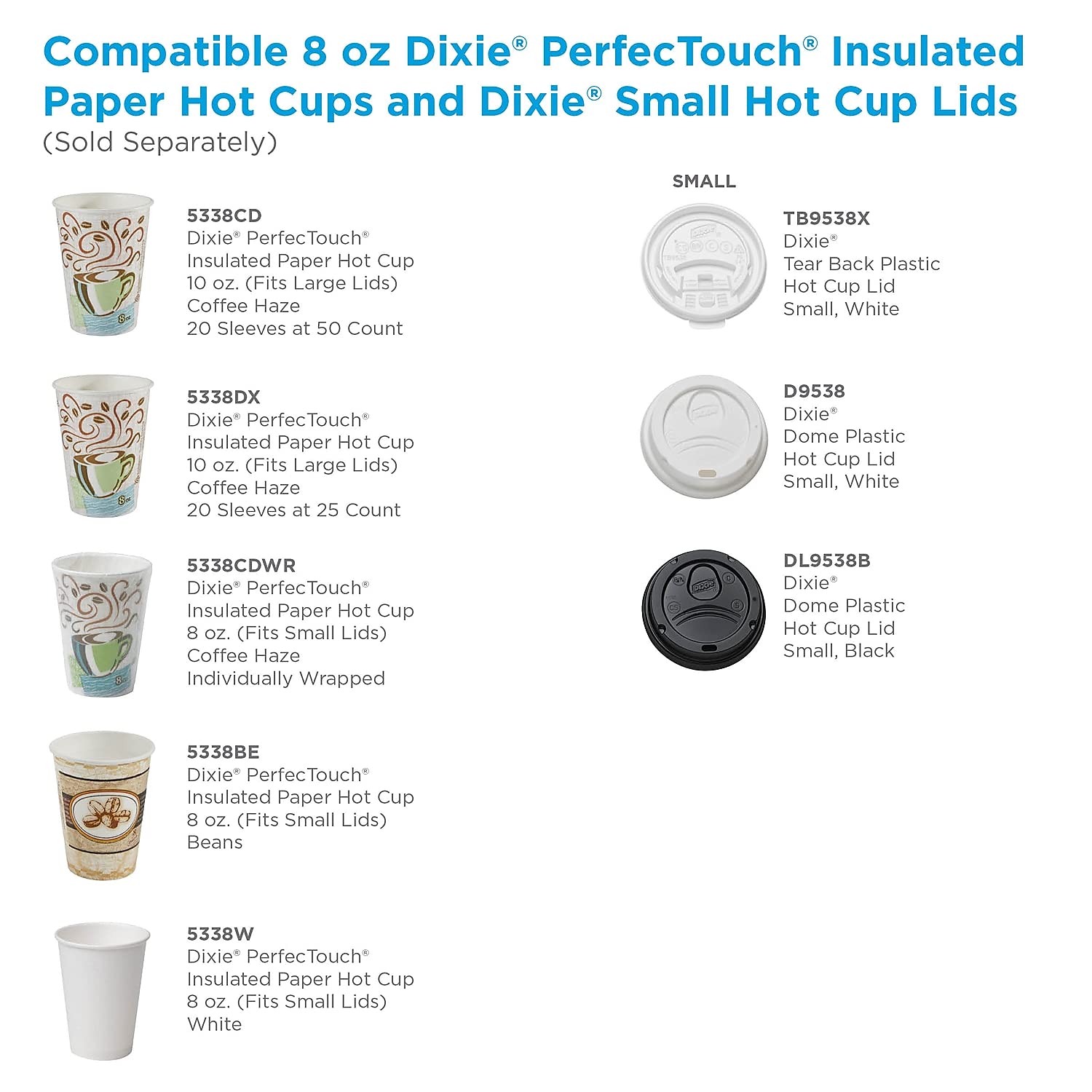 Dixie 5338CDPK PerfecTouch Hot Cups, Paper, 8oz, Coffee Dreams Design, 50/Pack (DXE5338CDPK)