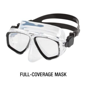 Speedo Unisex-Adult Swim Snorkel Dive Mask Anti-Fog with Nose Cover Adventure Series, M Clear, One Size