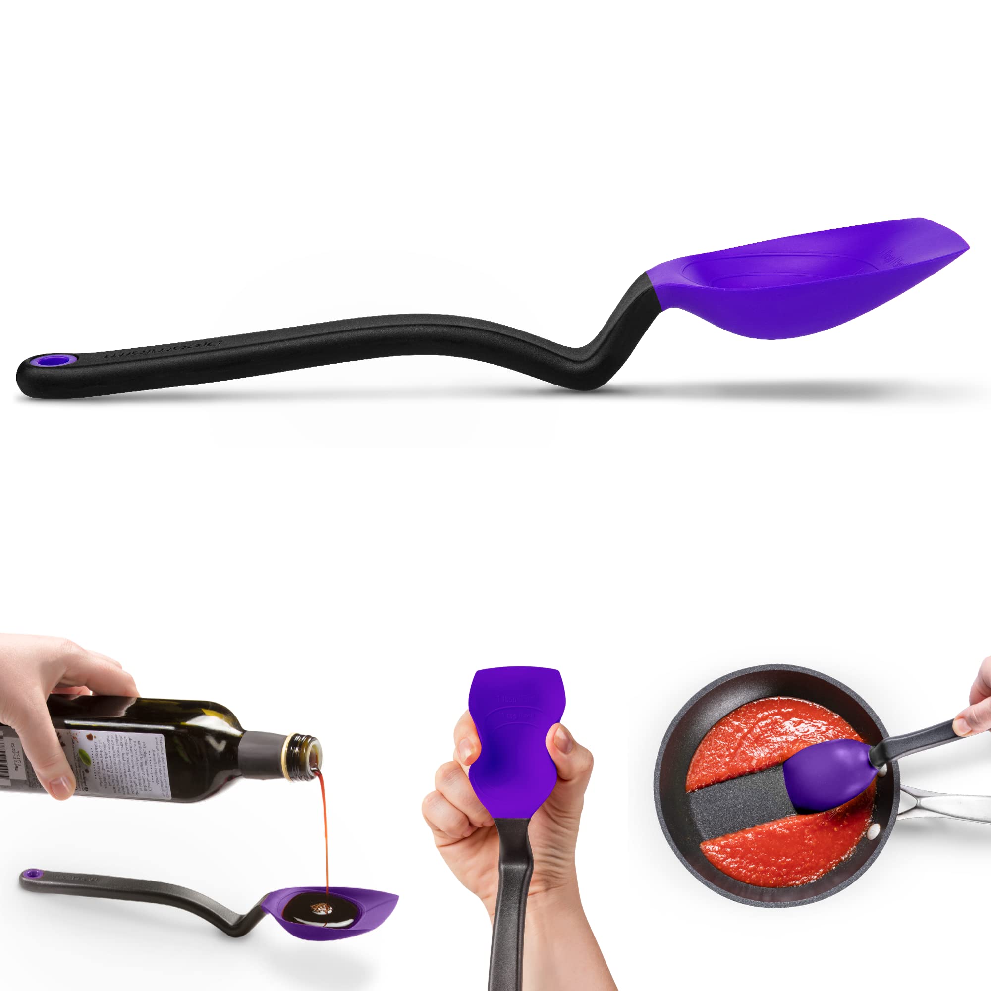 Dreamfarm Supoon | Non-Stick Silicone Sit Up Scraping & Cooking Spoon with Measuring Lines | Purple