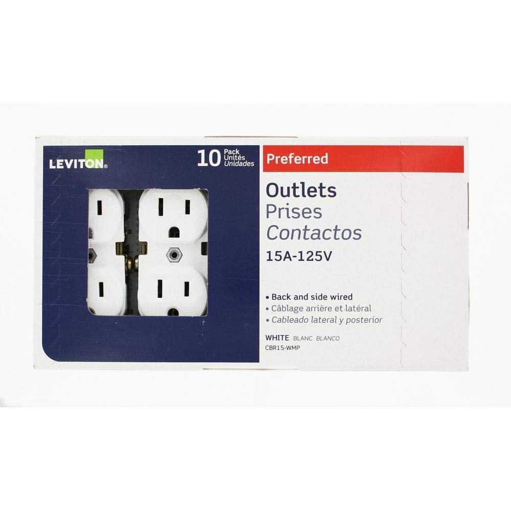 Leviton M22-CBR15-WMP Prograde 15 Amp Duplex Outlet (10 Pack) - White