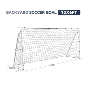 ZENY 12'x6' Portable Soccer Goal for Backyard Kids Adults Soccer Net and Frame for Home Backyard Practice Training Goals Soccer Field Equipment