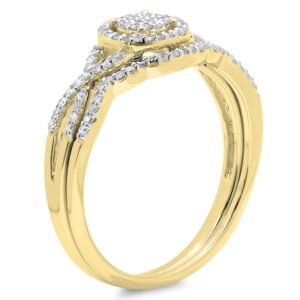 Dazzlingrock Collection 0.25 Carat (Cttw) 10K Diamond Twisted Split Shank Engagement Ring Set 1/4 CT, Yellow Gold, Size 7.5