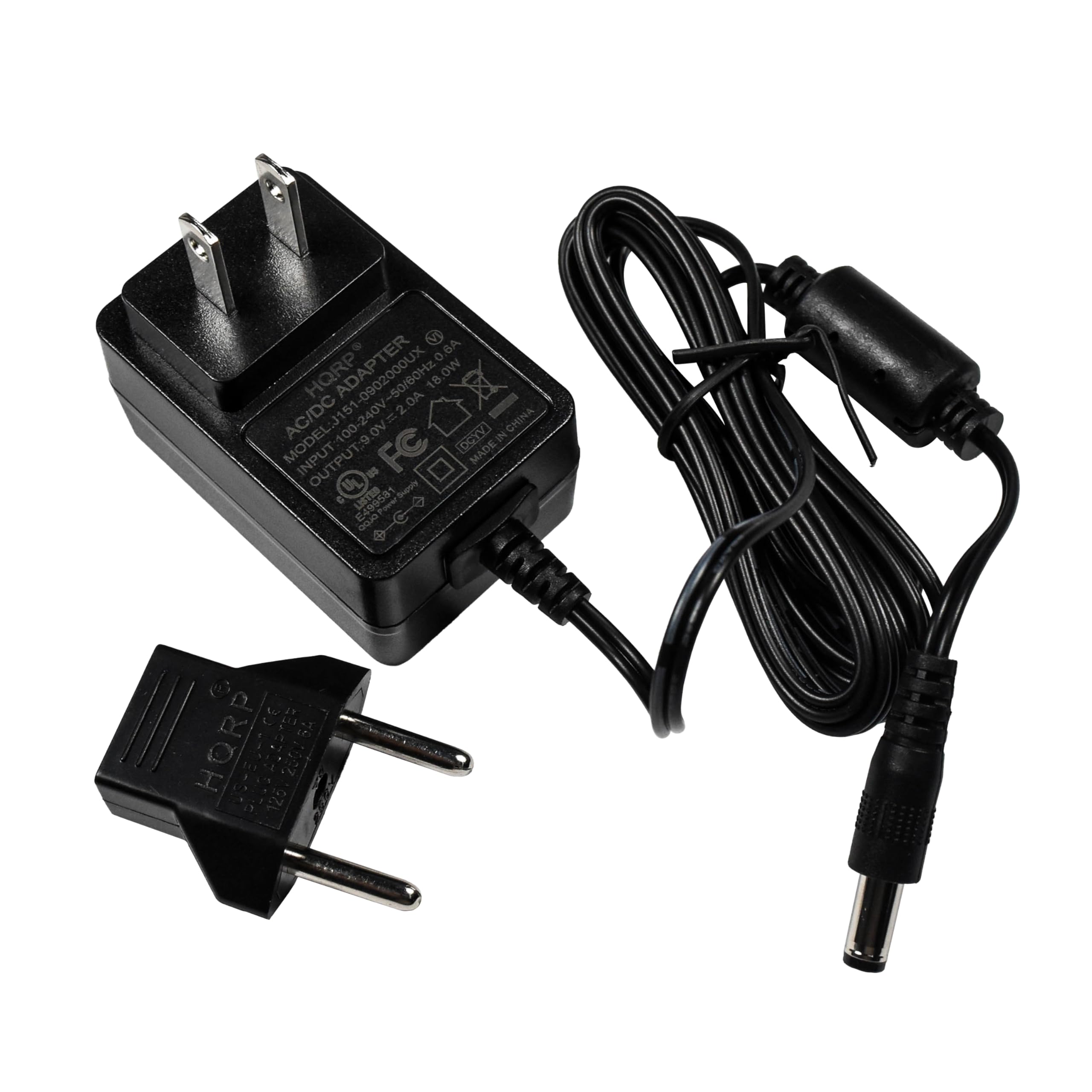 HQRP AC Adapter compatible with Concertmate 1000 1000M 1070 410 660 670 680 690 900 970 980 Keyboard Power Supply Cord Adaptor Radio-Shack + Euro Plug Adapter