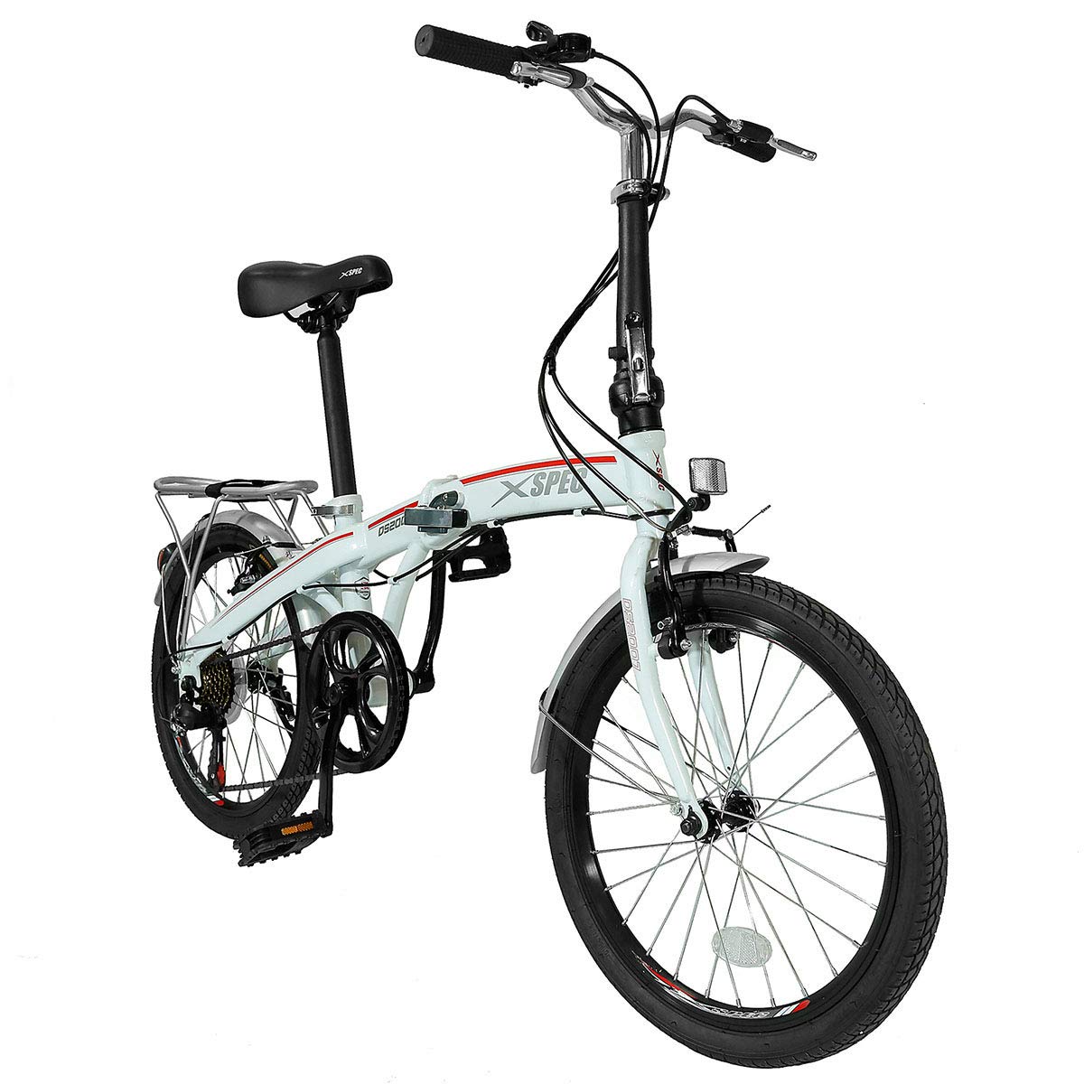 Xspec 20" 7 Speed Folding Compact City Commuter Bike, White (NOT an Electric Bike)