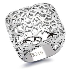 marimor jewelry high polished 25mm wide square stainless steel 316 fashion ring women's size 10