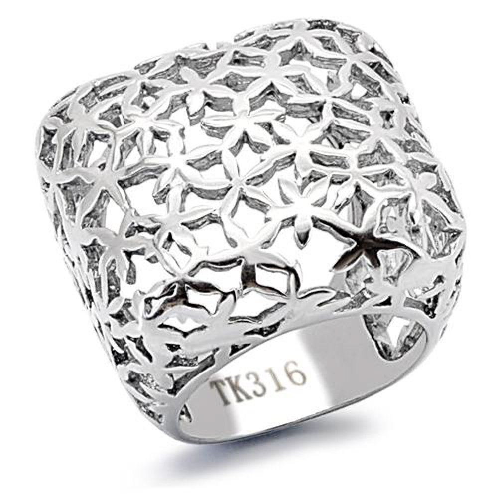 Marimor Jewelry High Polished 25mm Wide Square Stainless Steel 316 Fashion Ring Women's Size 10