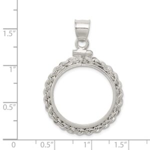 Solid 925 Sterling Silver 21.1 x 2mm $0.05 Rope Coin Bezel Pendant (38mm x 29mm)