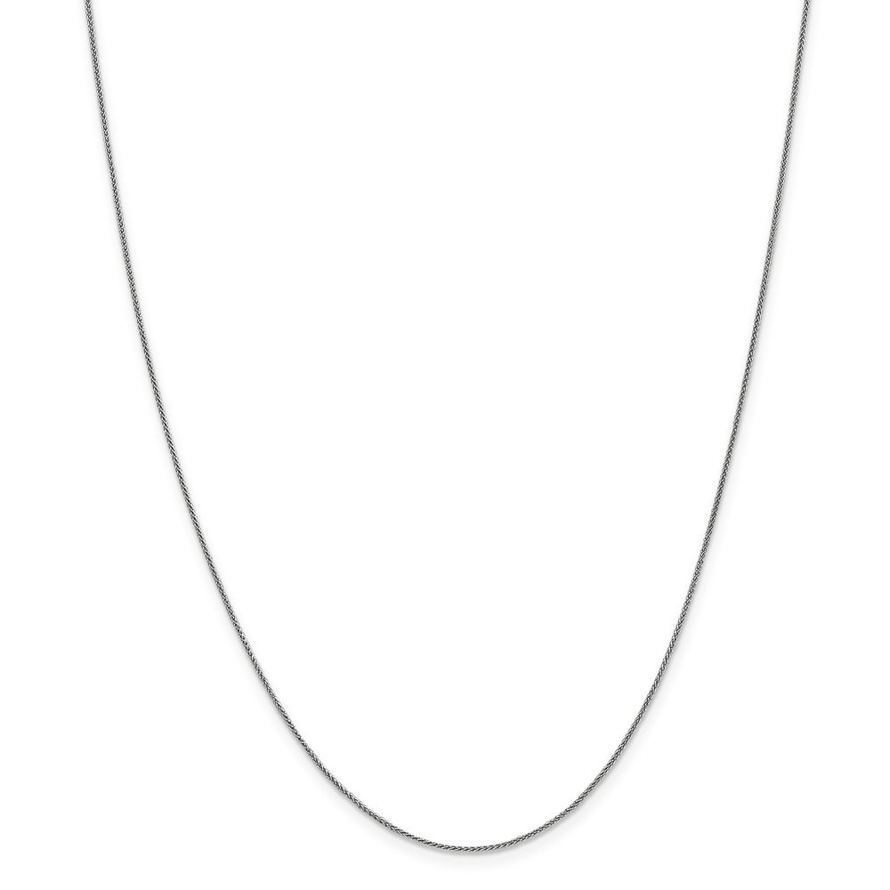 Solid 14k White Gold 1mm Spiga Chain Necklace - with Secure Lobster Lock Clasp 14"