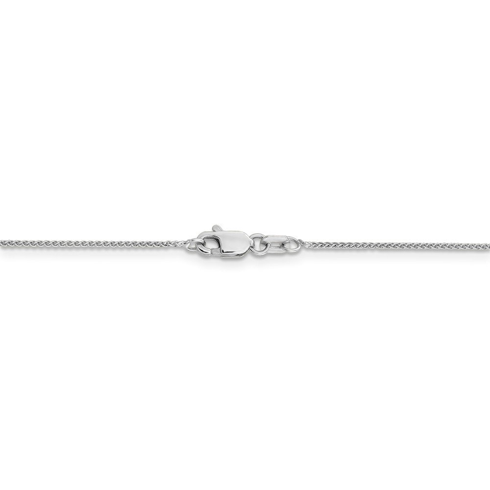 Solid 14k White Gold 1mm Spiga Chain Necklace - with Secure Lobster Lock Clasp 14"