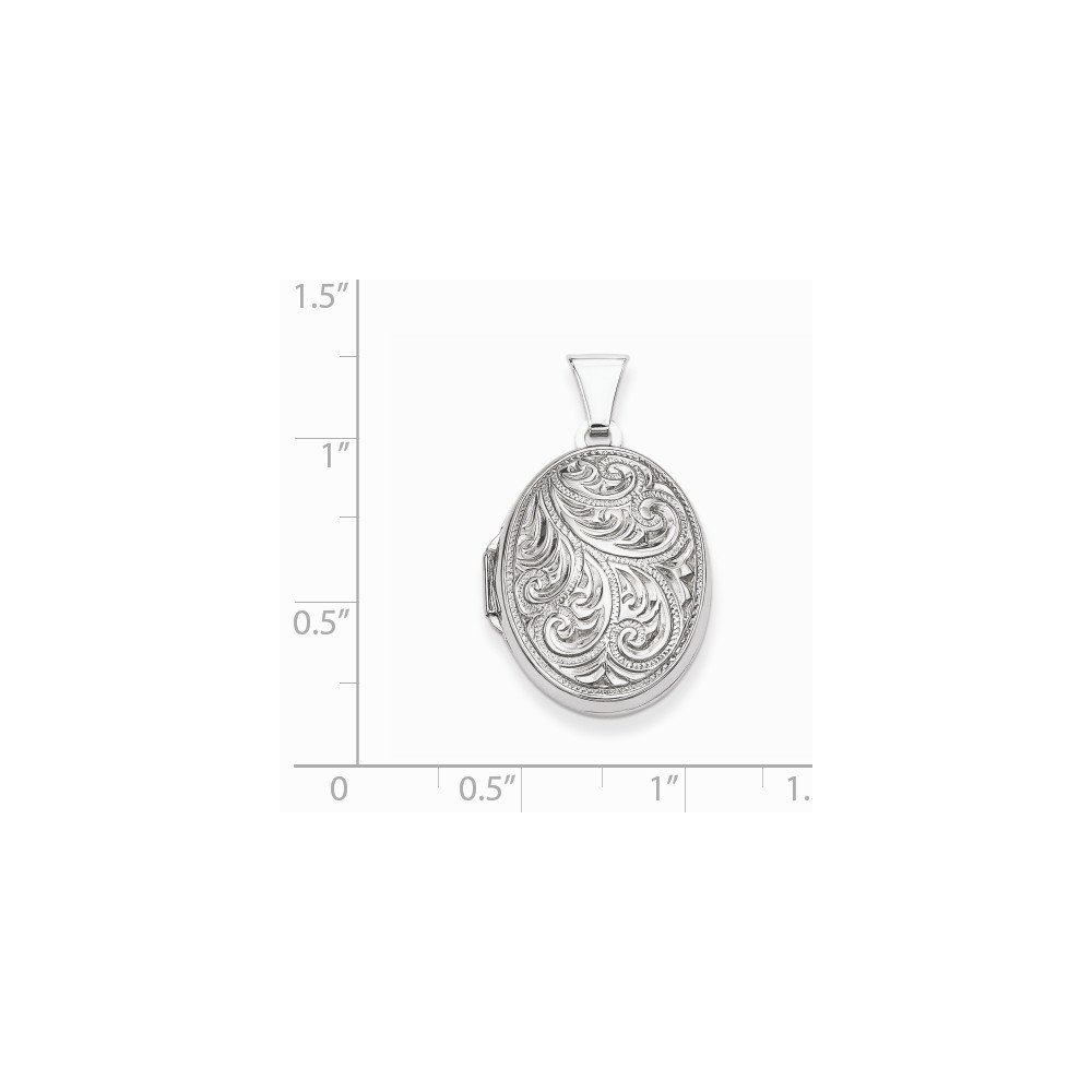 Solid 925 Sterling Silver Scroll Oval Locket Opens Engravable Pendant (26mm Height x 17mm Width)