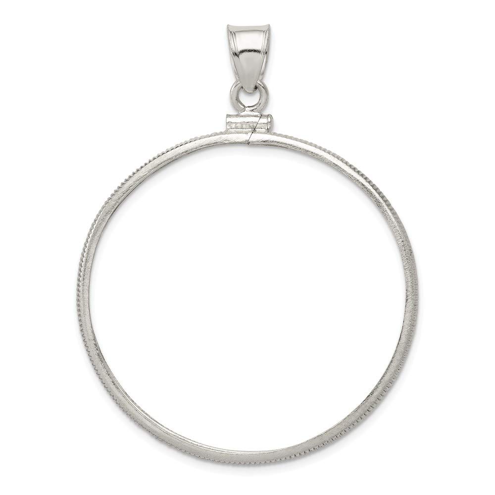 Solid 925 Sterling Silver 39.4 x 3.1mm 1 oz. Plain Coin Bezel Pendant (54mm x 39mm)