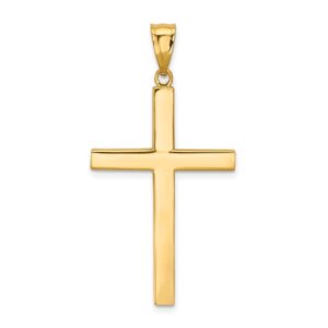 solid 14k yellow gold cross crucifix pendant (40mm x 21mm)