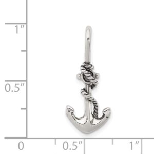 Solid 925 Sterling Silver Antiqued Anchor and Rope Pendant (25mm x 11mm)