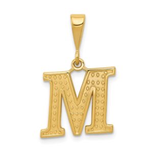 Solid 14k Yellow Gold Initial M Charm Pendant