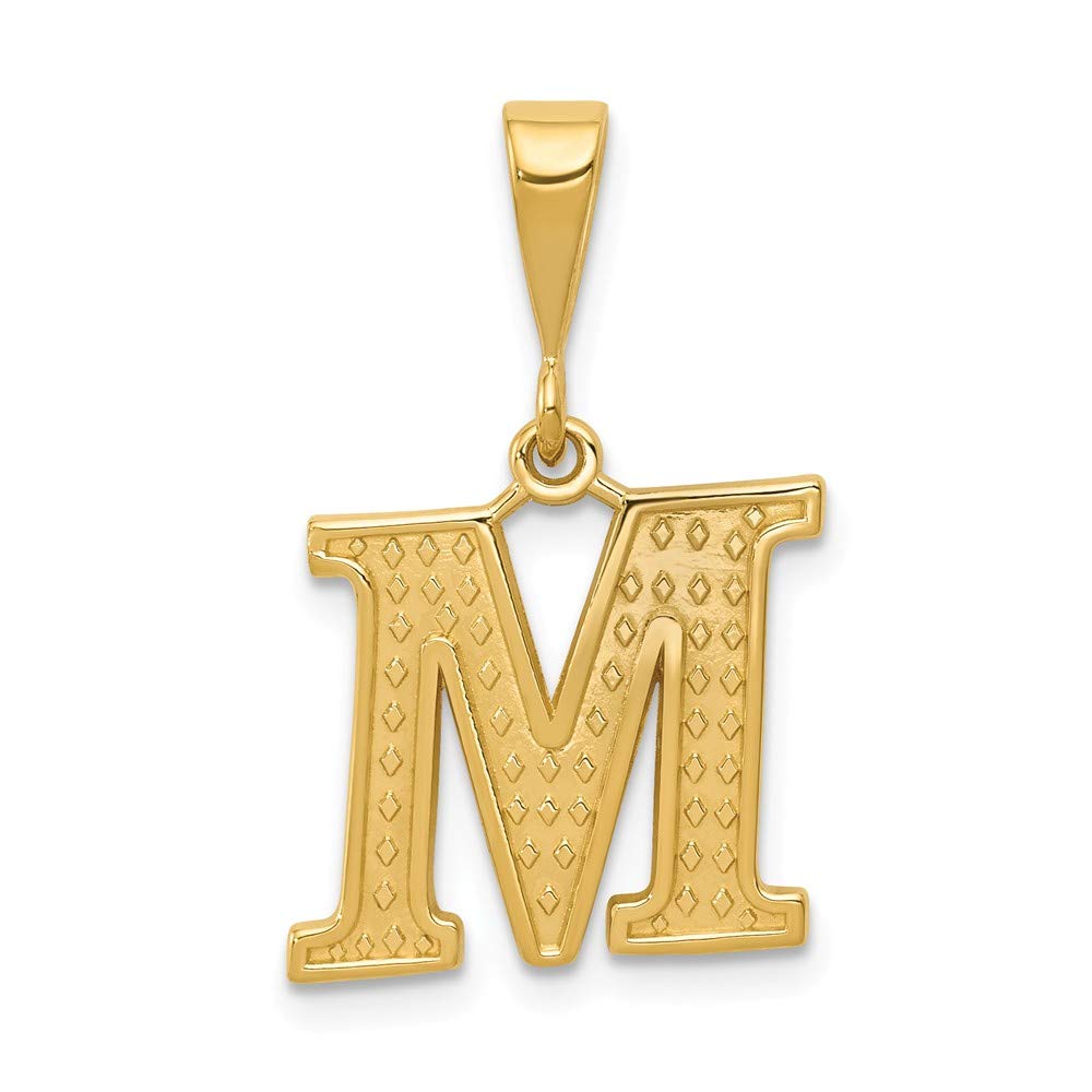 Solid 14k Yellow Gold Initial M Charm Pendant