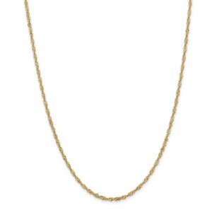 Solid 14k Yellow Gold 2mm Singapore Twist Chain Necklace - with Secure Lobster Lock Clasp 18"