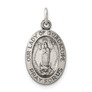 Solid 925 Sterling Silver Pendant Our Lady of Guadalupe Medal (20mm x 11mm)