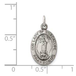 Solid 925 Sterling Silver Pendant Our Lady of Guadalupe Medal (20mm x 11mm)