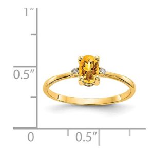 Size - 4 - Solid 14k Yellow Gold Diamond & Simulated Citrine Simulated Birthstone Engagement Wedding Ring (.02 cttw.) (2 to 6mm)