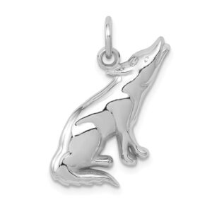 solid 14k white gold wolf charm pendant (23mm x 13mm)