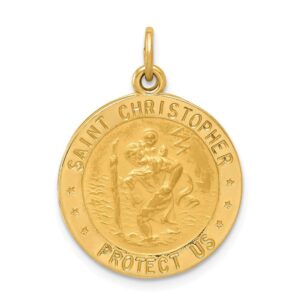 solid 14k yellow gold us army saint christopher medal pendant (25mm x 19mm)