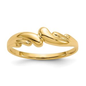 size - 9 - solid 14k yellow gold polished swirl dome ring (1 to 6 mm)