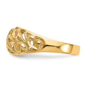 Size - 7.25 - Solid 14k Yellow Gold Paisley Diamond Cut Design Dome Fashion Ring (2 to 10 mm)